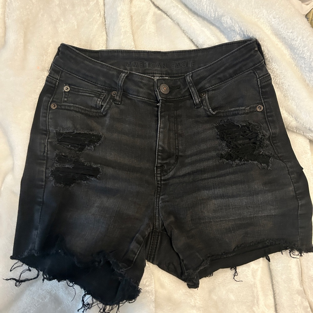 American eagle black shorts. High rise and stretchy. Size 4